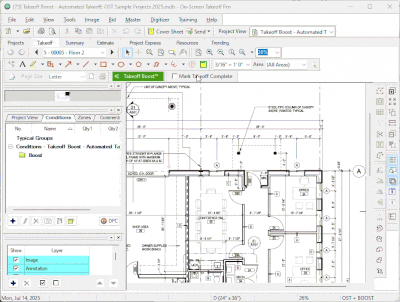 On-Screen Takeoff’s AI-Assisted Takeoff Boost drawing a page of takeoff in seconds.